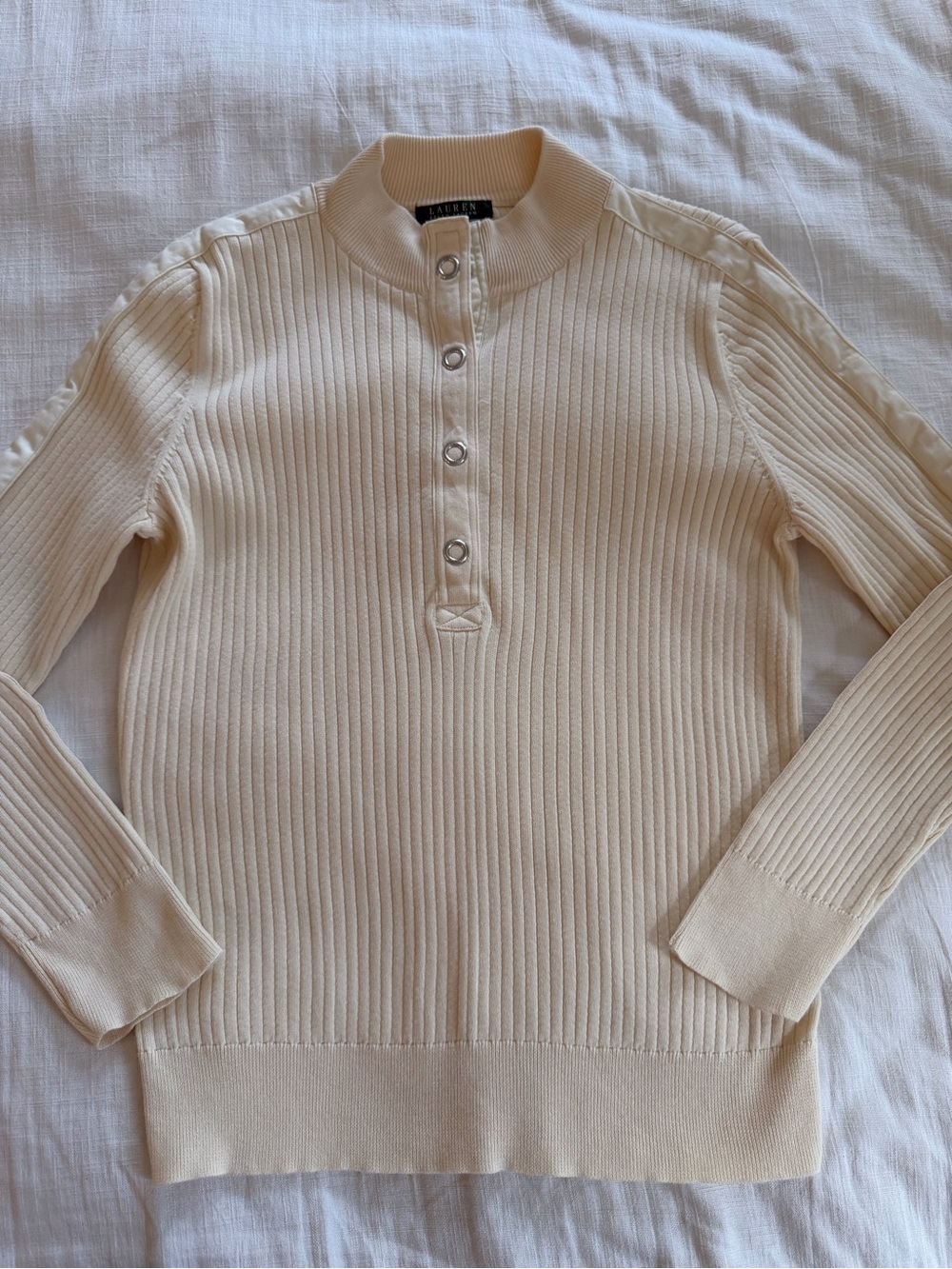 Vintage Ralph Lauren (LRL) Button Front Ribbed Cream Sweater Size XL